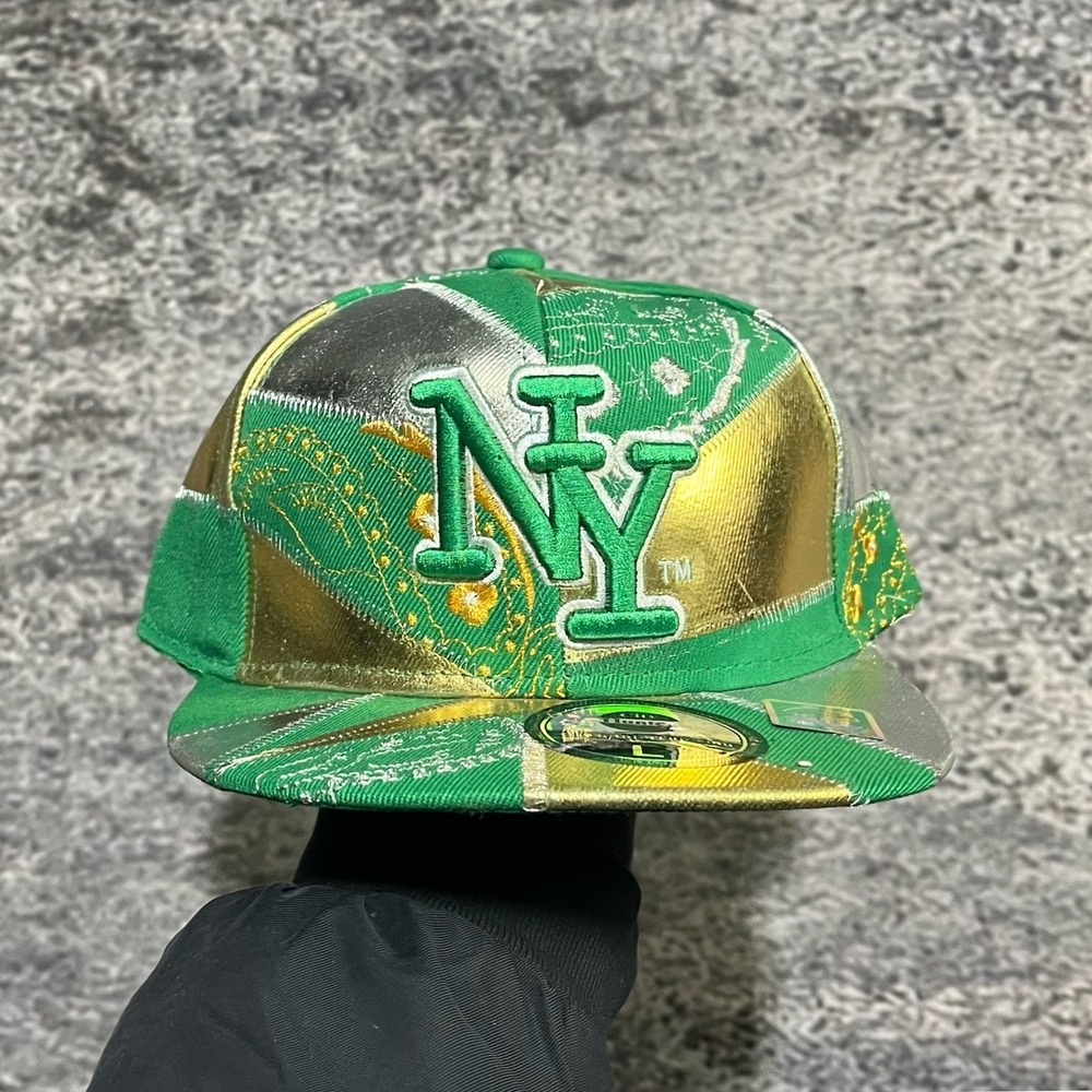 Vintage‎ New York NY City Hunters Fitted Hat Large Green Gold Baseball Cap - NEW